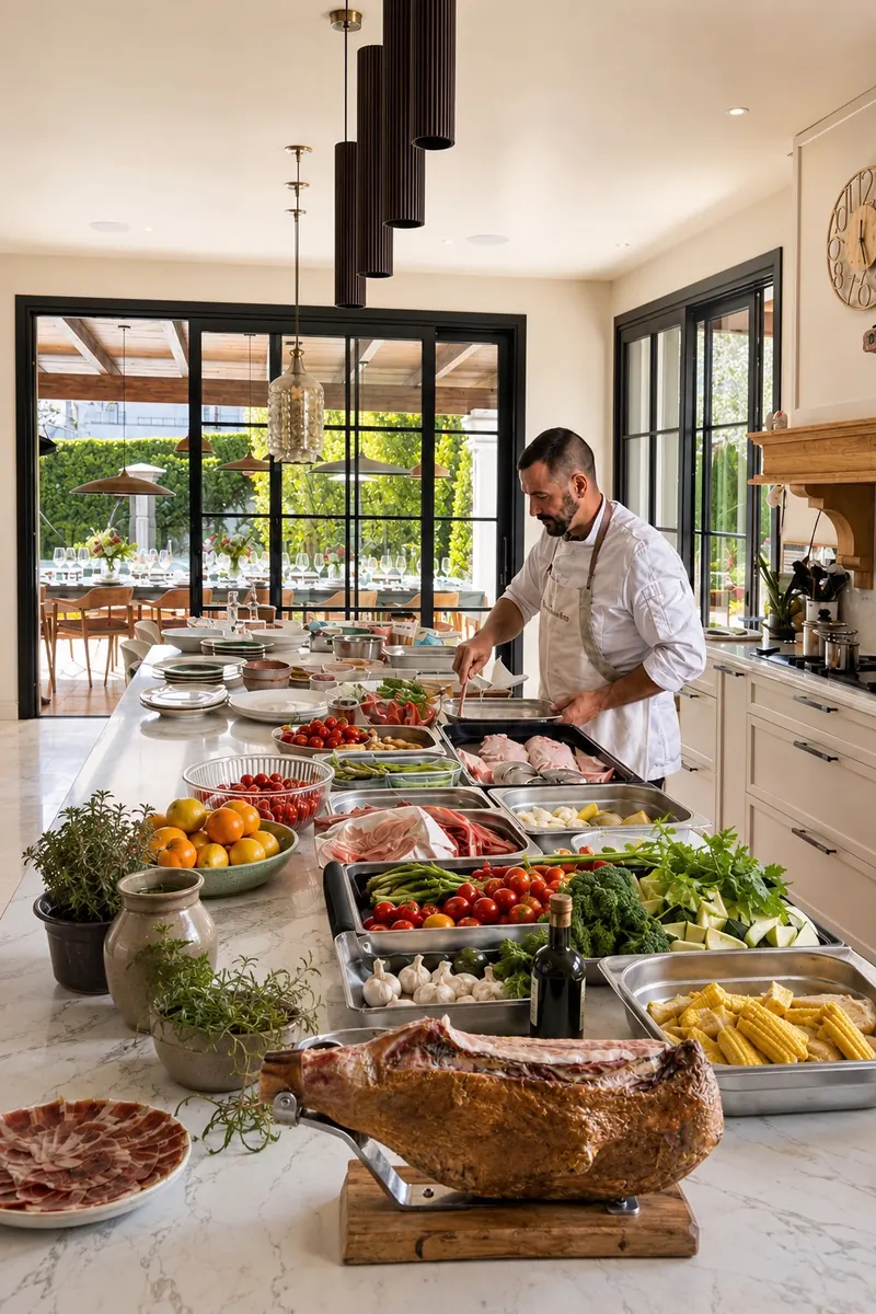 Alfredo preparing a private meal in a villa kitchen