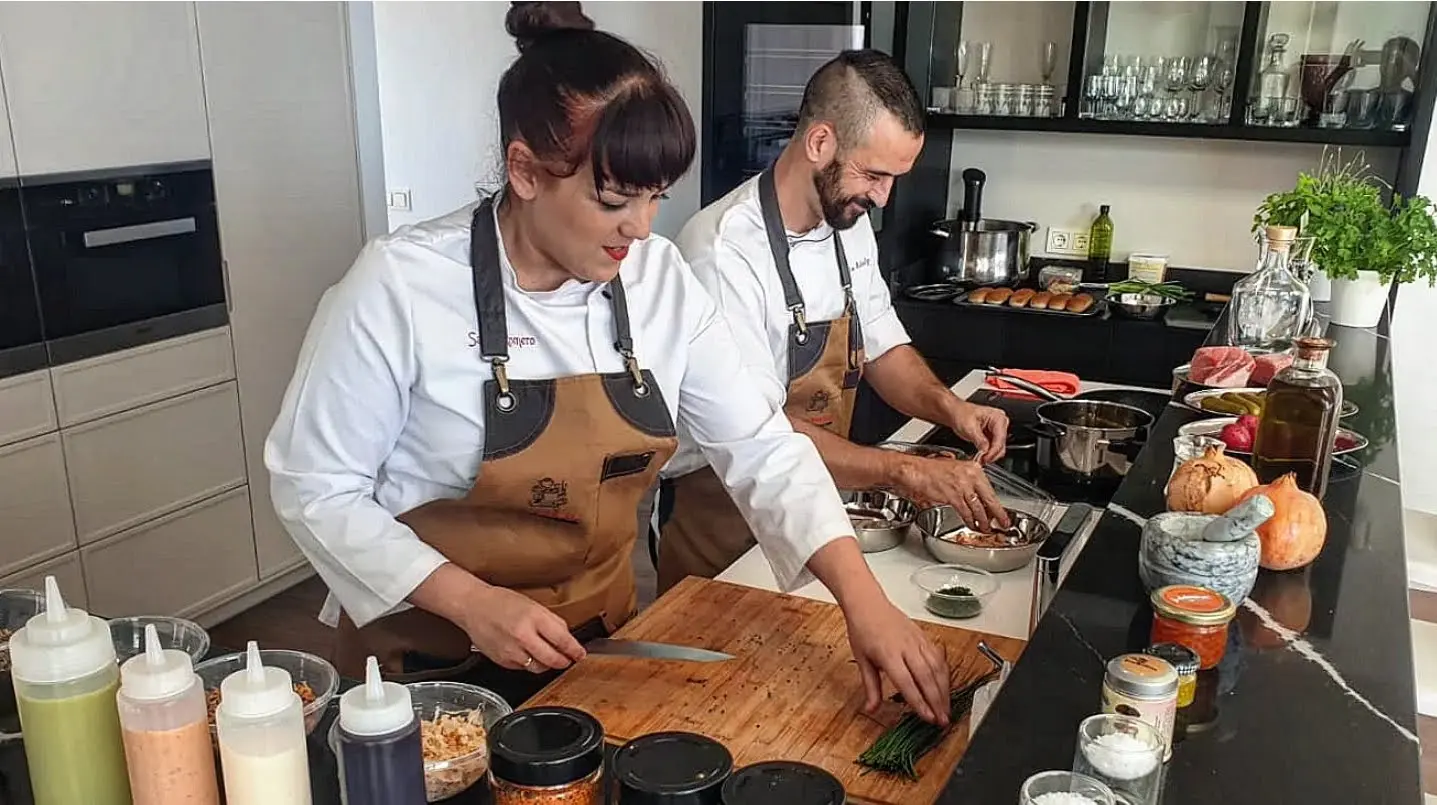Family-style dishes served for a relaxed villa lunch
