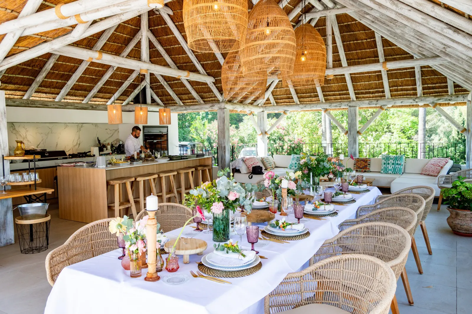 Mediterranean food prepared for sharing in a Marbella villa