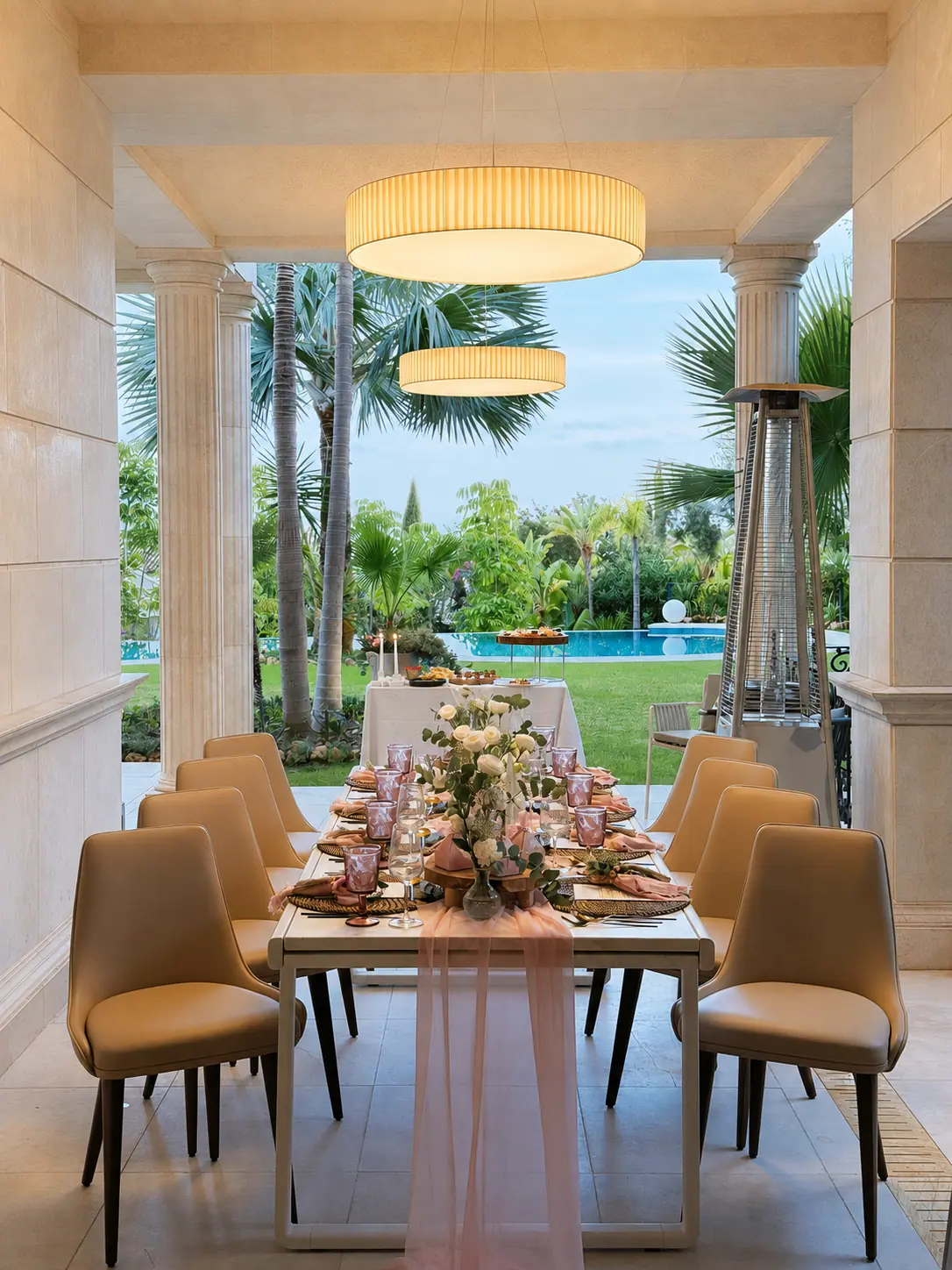 Wedding dining detail in a private villa