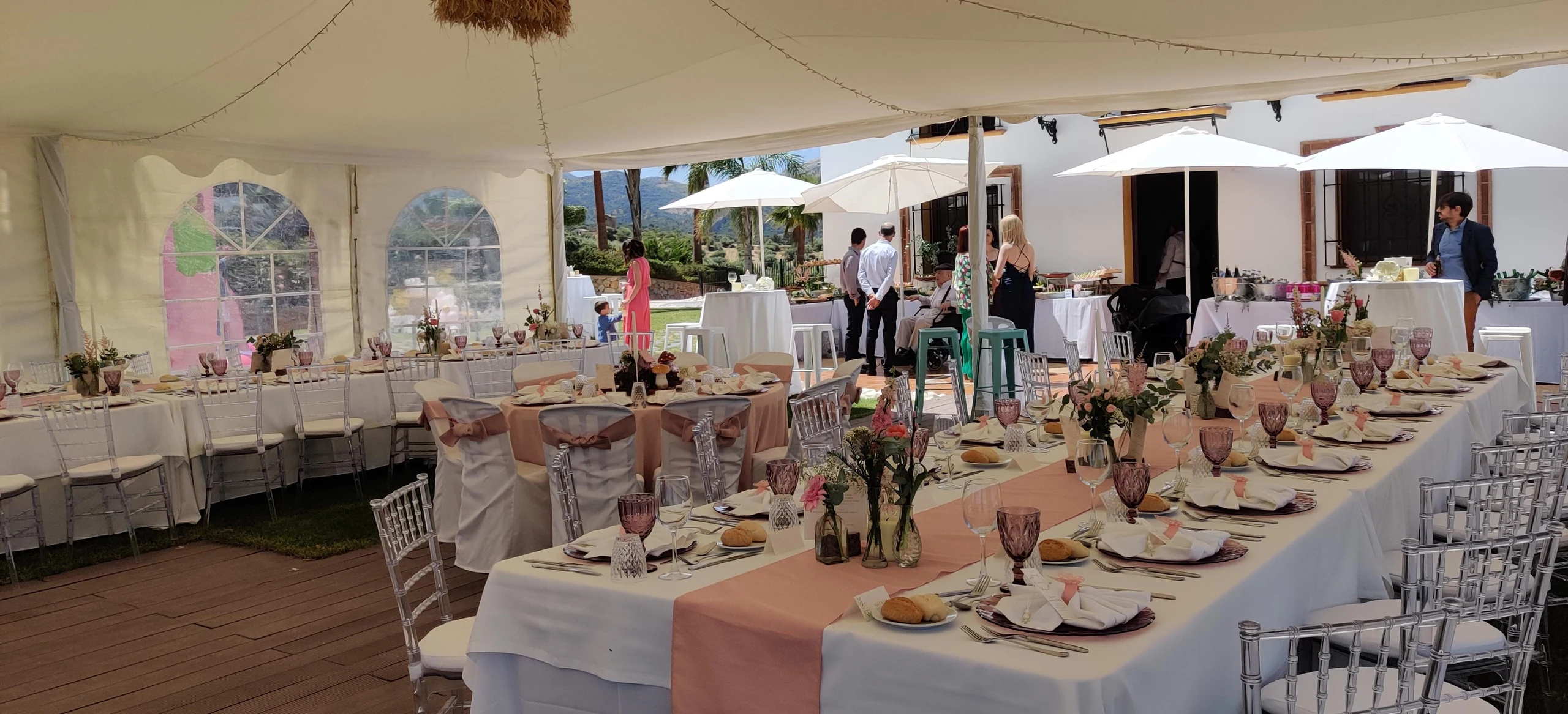 Intimate wedding table prepared in a Mediterranean villa
