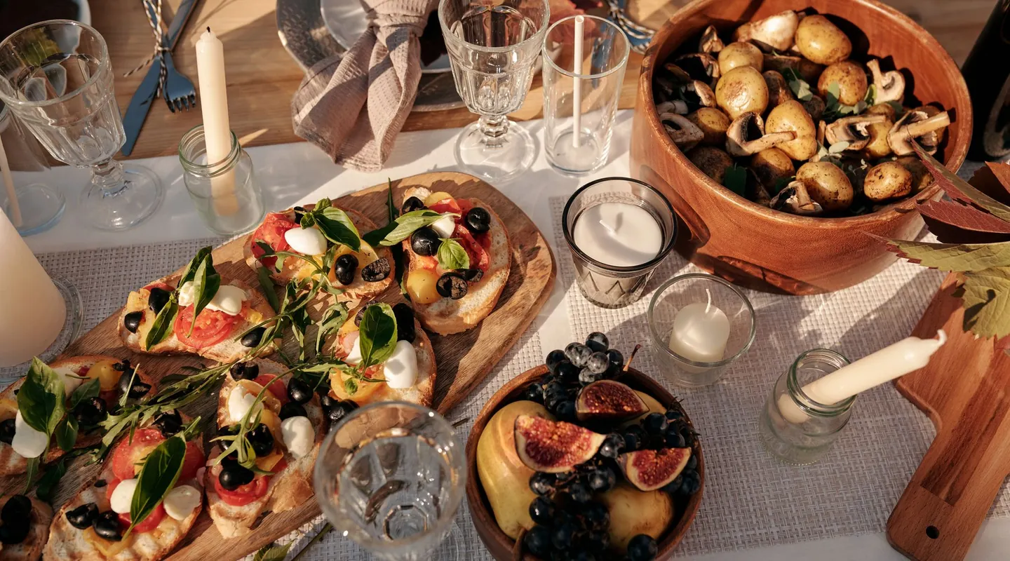 A generous Spanish sharing table with tapas prepared for a Marbella villa