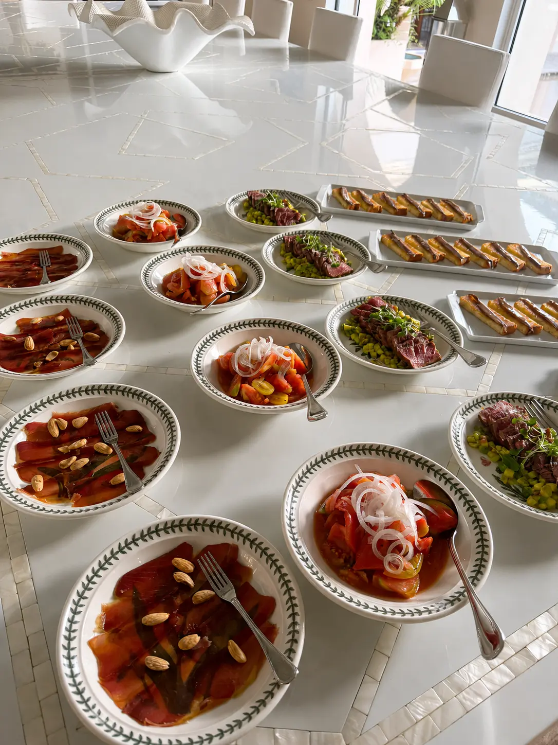 A private chef celebration table with generous dishes