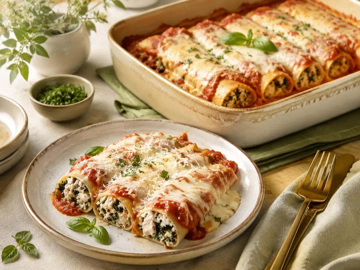 Chicken, spinach & ricotta cannelloni