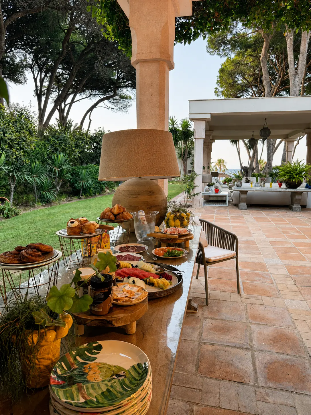 Fresh fruit and breakfast dishes ready to share